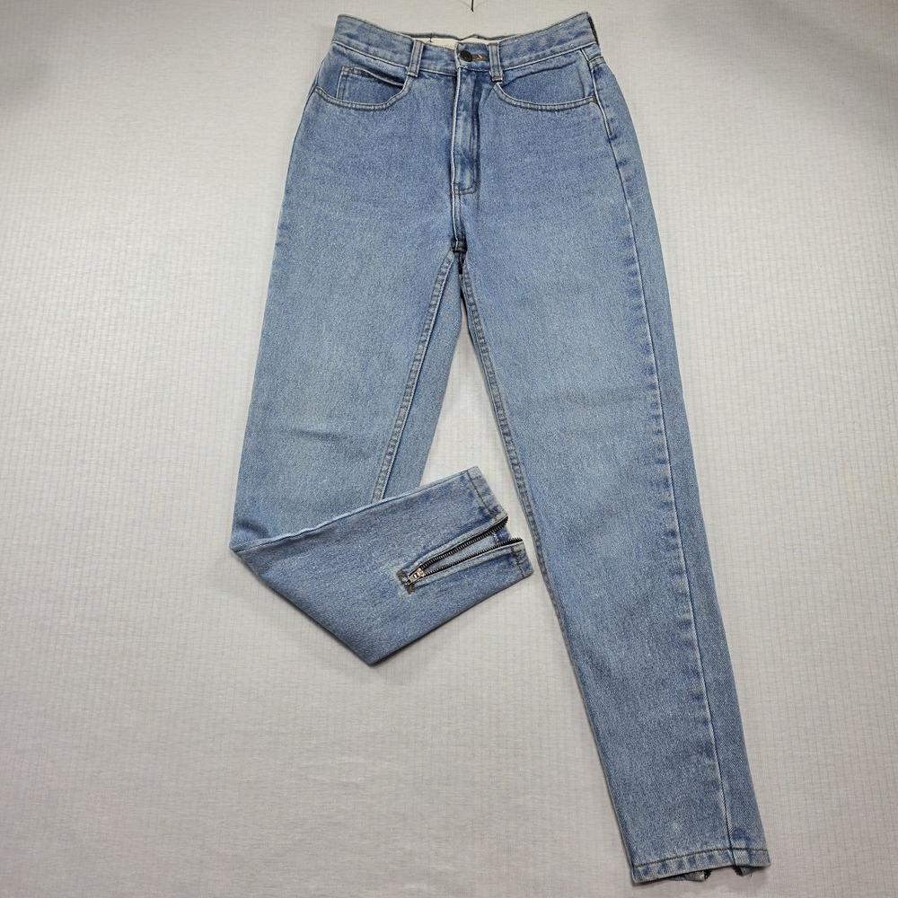 Jordache Blue Ankle Zipper Tapered Mom Jean Size 32 Vintage 80s 90s Indie Grunge